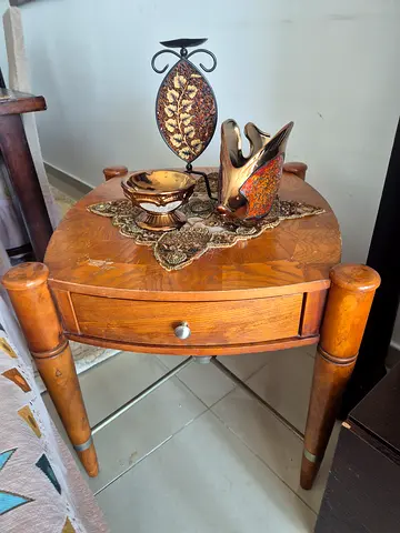 Charming Vintage Wooden Side Table with Decorative Accents and Vinatge wood coffee centre table