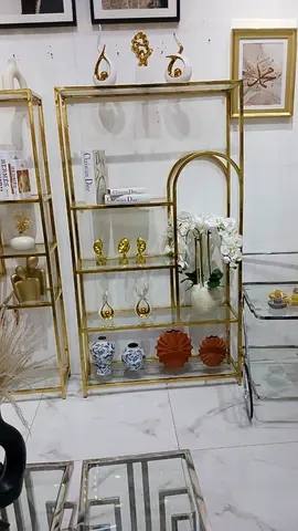 Elegant  Display Shelf with Gold Accents