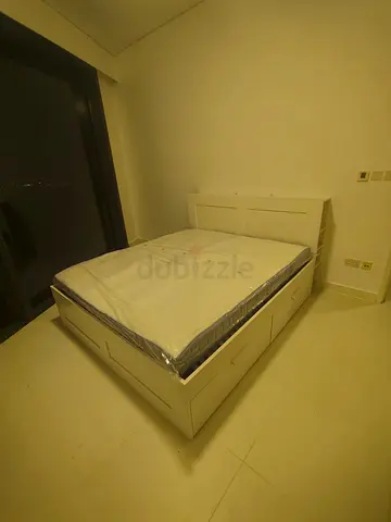IKEA brimness king size 180×200cm bed with 4 storage drawers underneath, headboard and IKEA  mattres