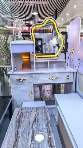 Chic White Vanity with Mirror and Drawer