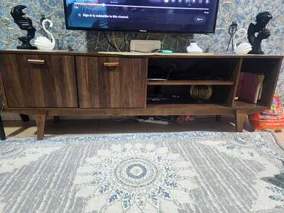 Modern Wooden TV Unit with Stylish Design + table tea set