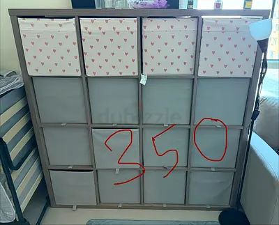 Ikea Kallax with storage bins