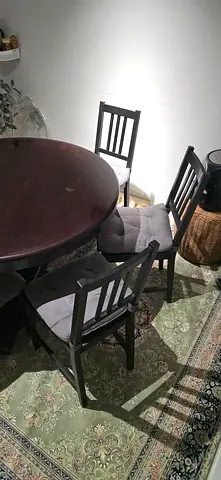 Malysian Wooden Dining table with 6 Ikea chairs