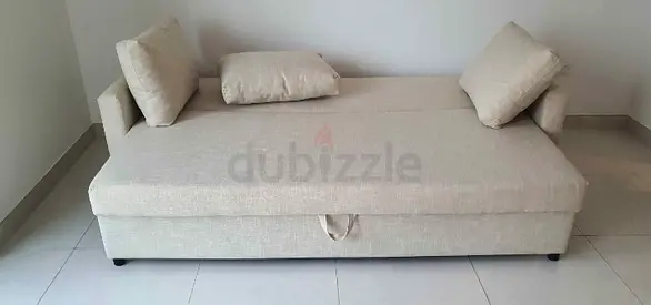 Comfortable Beige Sofa Bed with Storage