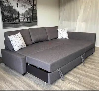 Comfortable Grey Corner Sofa Bed with Storage