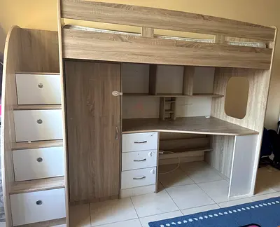 Stylish High Sleeper Bed with Desk and Storage