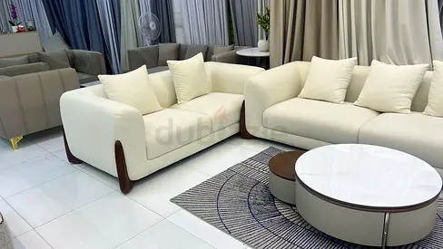 Elegant White 7 seater  Sofa Set with Stylish Coffee Table