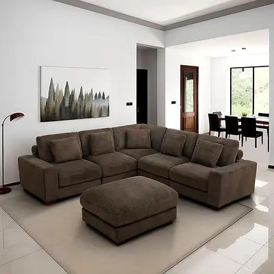 Comfortable Sectional Sofa with Ottoman