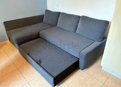 Comfortable Grey Sectional Sofa with Sleeper Feature
