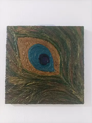 Peacock feather texture painting original Handmade