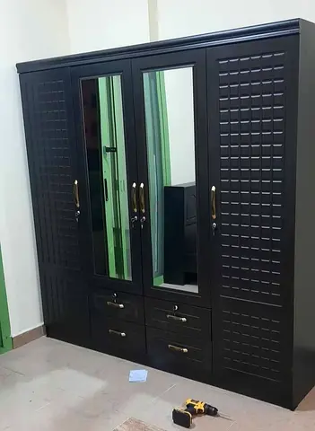 Elegant Large Wardrobe with Mirror and Storage Drawers