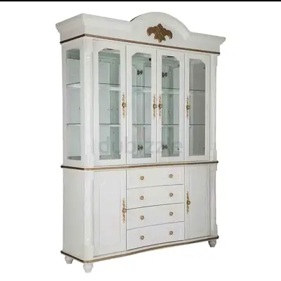 Elegant White  Gold Display Cabinet for Sale
