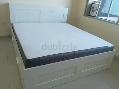 IKEA brimness king 180×200cm bed with 4 storage drawers underneath, headboard and IKEA  mattress