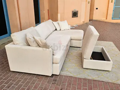 Selling Top quality CrateBarrel Lounge Deep feather filled L Shape Sofa Beige without footstool