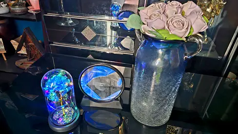 Stunning Decorative Collection: Floral Arrangement, Glass Dome  Mirror