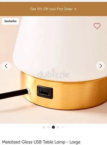 Stylish Metalized Glass USB Table Lamp - Large