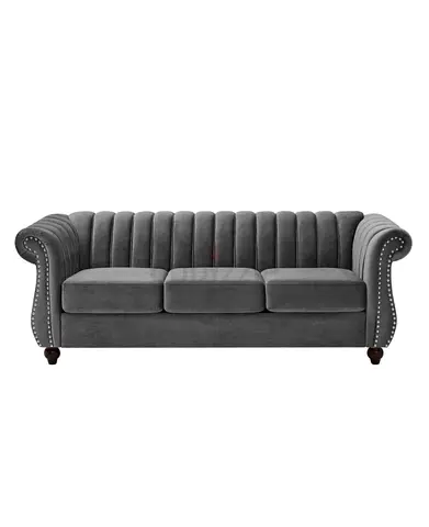 Elegant Grey Velvet Chesterfield Sofa