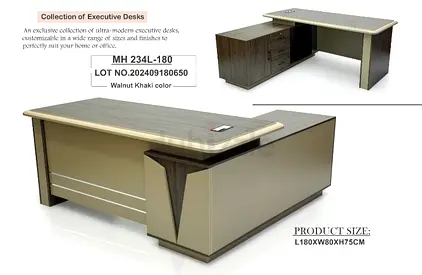 Stylish Executive Desk in Walnut Khaki Color