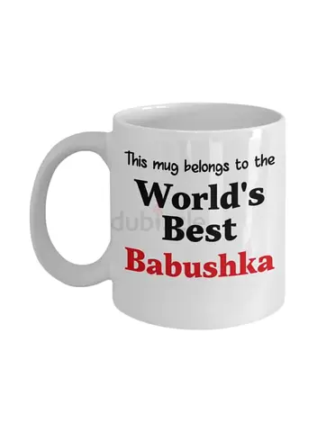 Worlds Best Babushka Printed Coffee Mug White/Black/Red