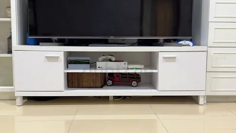 Sleek White Entertainment Unit with Storage
