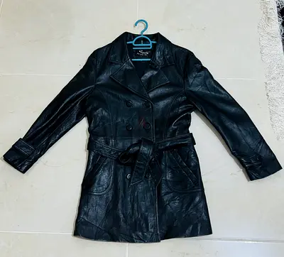 Trench leather coat women