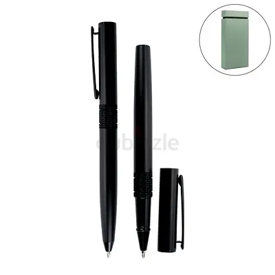 Black Metal Pen Set with Matte Finish in Hardboard Slide to Open Box