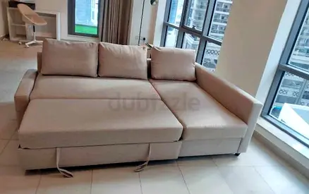 IKEA L Shape Sofa cum bed with big storage and you can fix the storage left or right anyside you wan