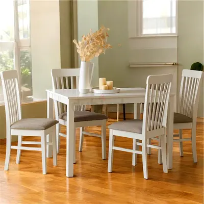 Elegant White Dining Set with Chairs