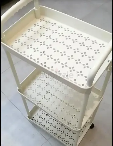 Two-Tier White Rolling Cart for Easy Storage
