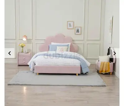 Charming Pink Bed Set with Nightstands and Rug