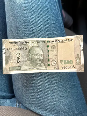 serial no 666666 Unique Indian 500 Rupee Note - Collectors Item