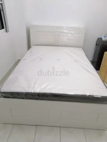 IKEA brimness double bed 140×200cm + headboard+ 4 storage drawers underneath with IKEA mattress is a