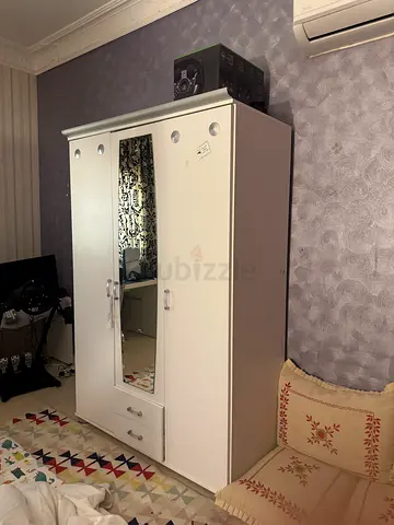 Elegant White Wardrobe with Mirror and Storage - ready to pick up already unfixed