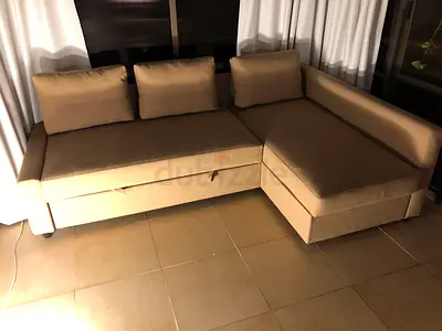IKEA L sofa bed with storage beige
