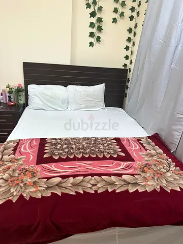 Queen Size Bed + Mattress + 2 Pillows Excellent condition