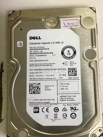 DELL 6TB 3.5 HDD v4  SAS 12Gbps 7.2 k RPM