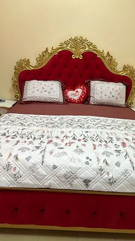 Elegant Queen Size Bed with Luxurious Headboard