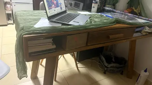 Sturdy Wooden Study Table with Storage Compartment