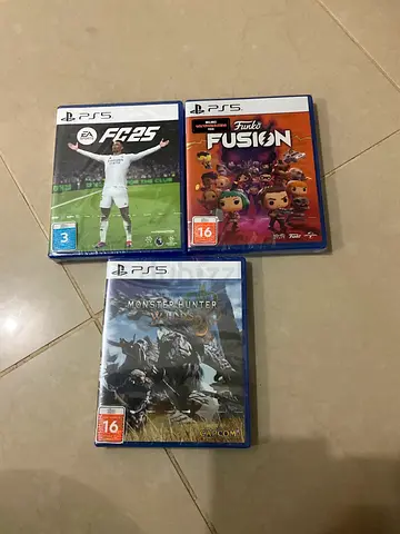 Brand New PS5 Games Bundle – FC25 + Funko Fusion (Walking Dead Pack) + Monster Hunter Wilds – Sealed