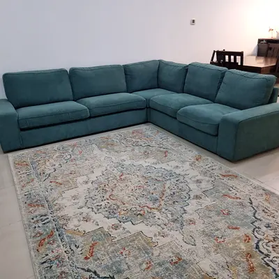 Comfortable L-Shaped 3l5-seater Sofa in Turquoise