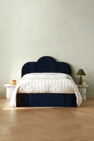 Brand New Double bed coustamizable with manual storage Navy blue look.