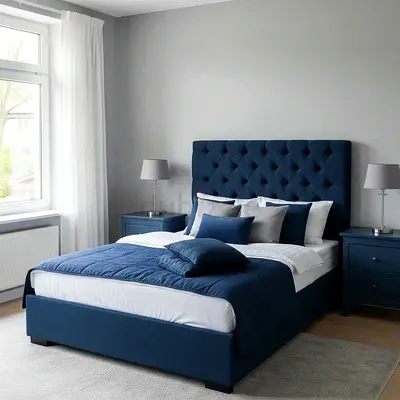 Luxurious Stylish Queen Size Velvet Fabric Customised Bed For Sale ~ 160x200