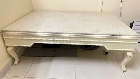 Elegant White Coffee Table with Marble Top