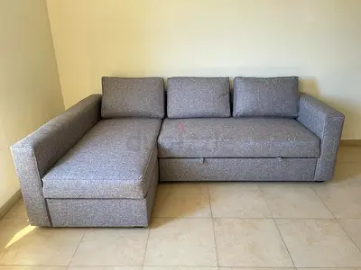 Ikea l shape sofa bed have storage light grey