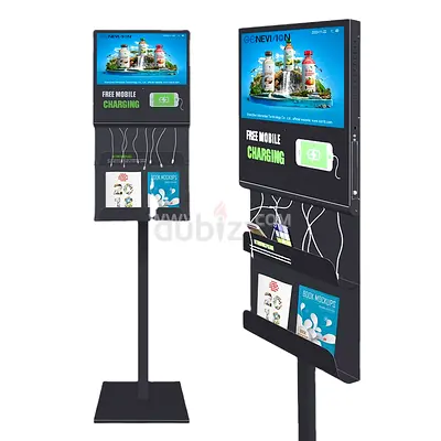 21.5 Inch Mall Mobile Phone Charging Station With Advertising Display Screen Advertising Kiosk USB C