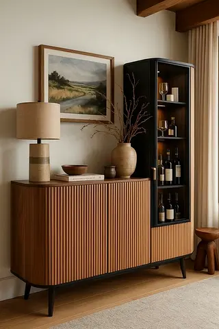 Elegant Mid-Century Modern Cabinet with Display Shelf