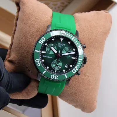 Tissot Seastar Mens Sport Watch with Green Rubber Strap