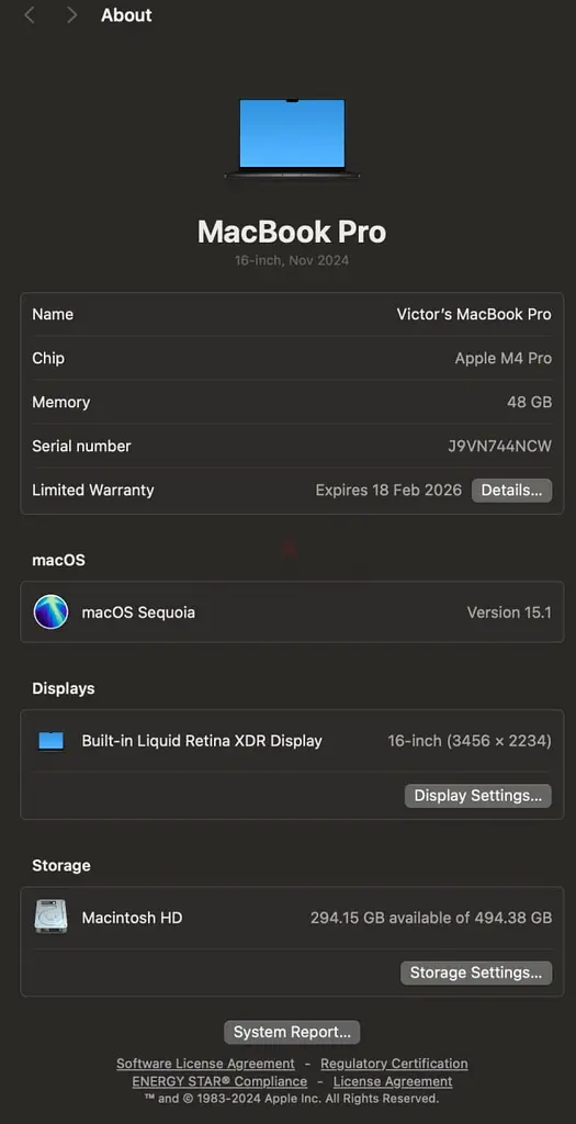 MacBook M4 PRO65073409112705115