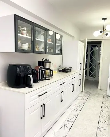 Modern Kitchen Cabinet with Coffee Bar Setup