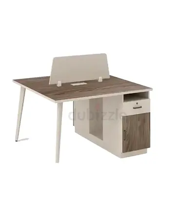 Modern 2-Person Office Desk Workstation with Storage Cabinet  Partition Screen